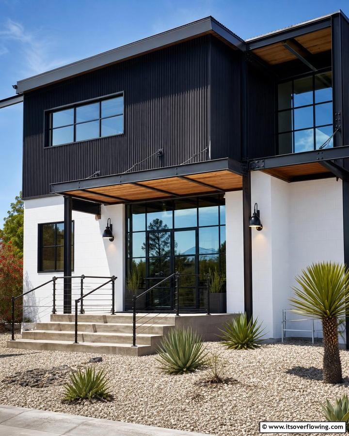 Refined Industrial Chic - 21 Striking Black & White House Exterior Design Concepts