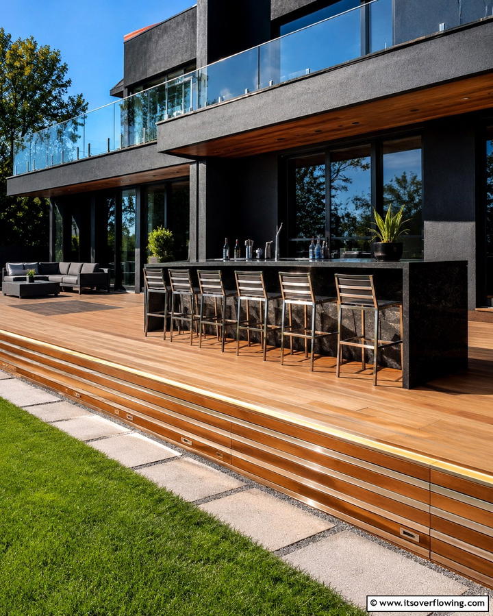 Refined Metal Accents - 30 Stylish Deck Skirting Ideas to Elevate Outdoor Entertaining