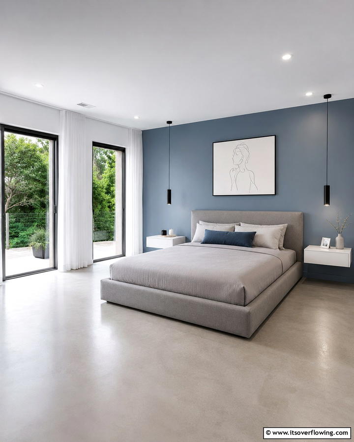 Refined Minimalist Style - 30 Calming Blue and Grey Bedroom Ideas for Relaxing Retreats