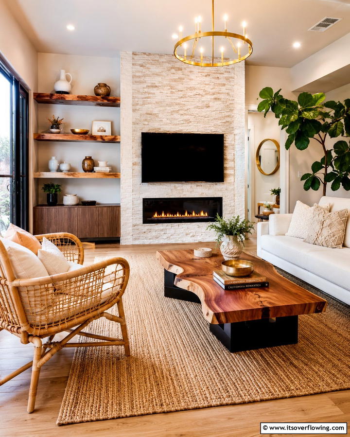 Refined Natural Elements - 30 Glam Living Room Ideas for Luxurious Comfort