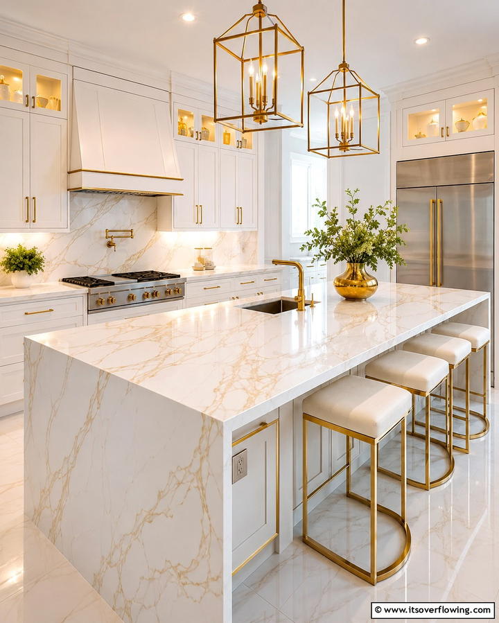 Refined Quartz Countertops - 30 Art Deco Kitchen Ideas for Timeless Elegance