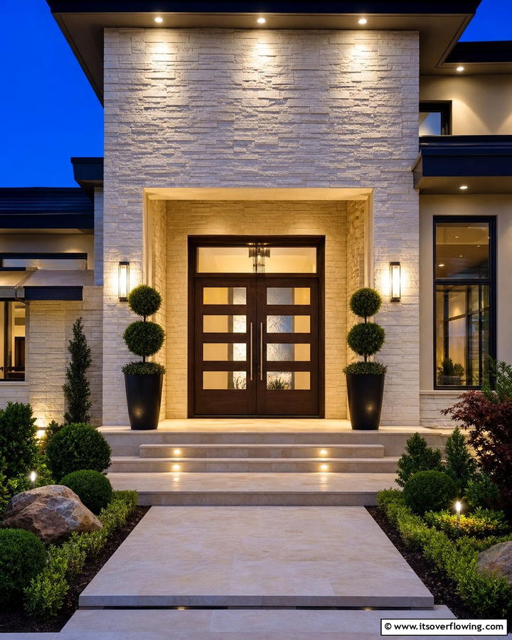 Refined Stacked Limestone Wall - 30 Natural Stone Wall Ideas for Rustic Outdoor Landscapes