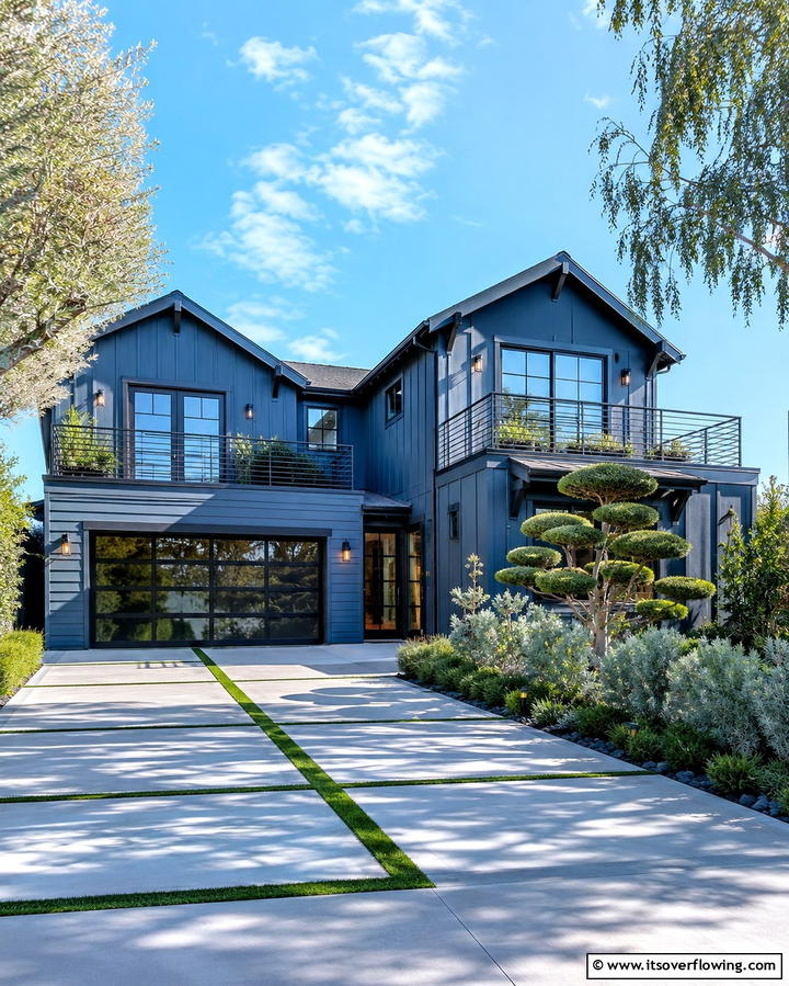 Refined Steel Blue Statement - 30 Serene Blue Exterior House Colors to Boost Curb Appeal
