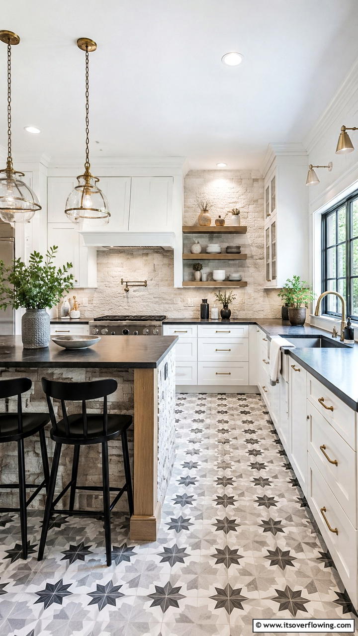 Refined Texture Play - 21 White Kitchen with Black Countertops Design Ideas