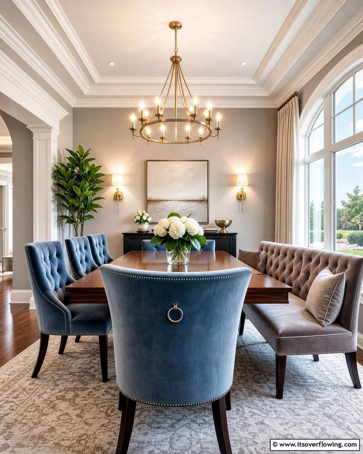 Refined Upholstery Options - 30 Transitional Dining Room Ideas Blending Modern and Classic
