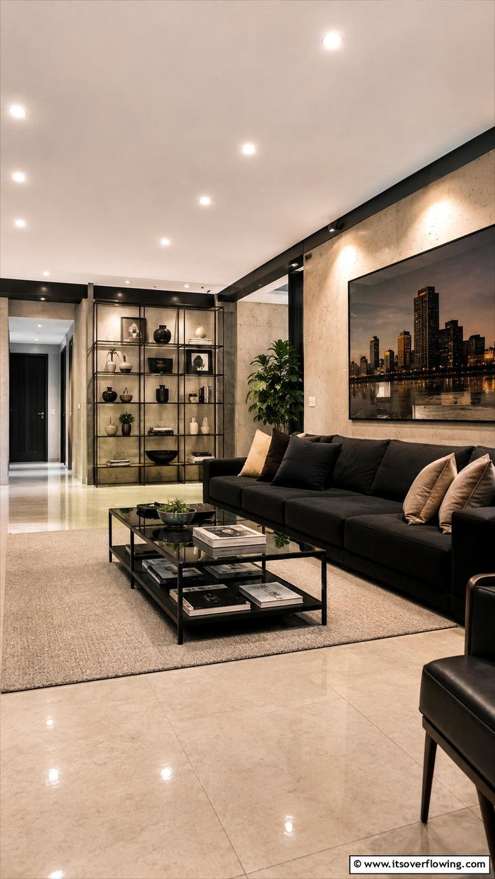 Refined Urban Retreat - 30 Black & Beige Living Room Ideas for Modern Contrast