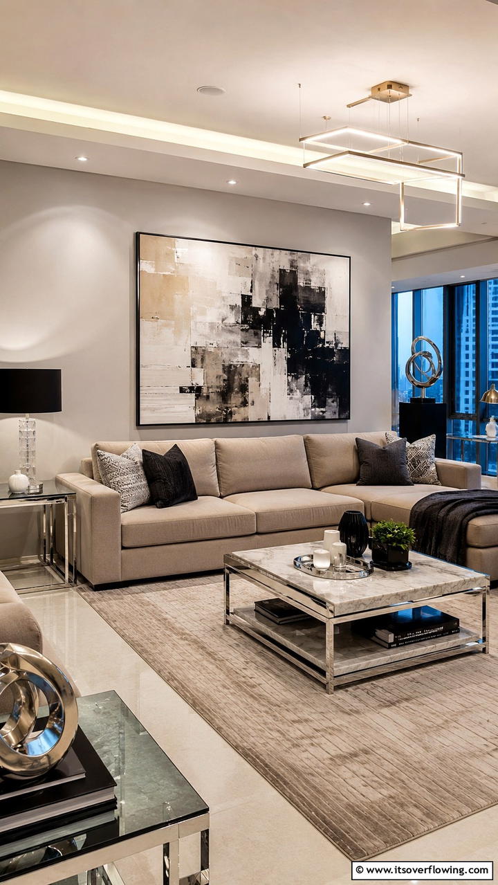 Refined Urban Sophistication - 30 Beige Couch Living Room Ideas for Neutral Elegance