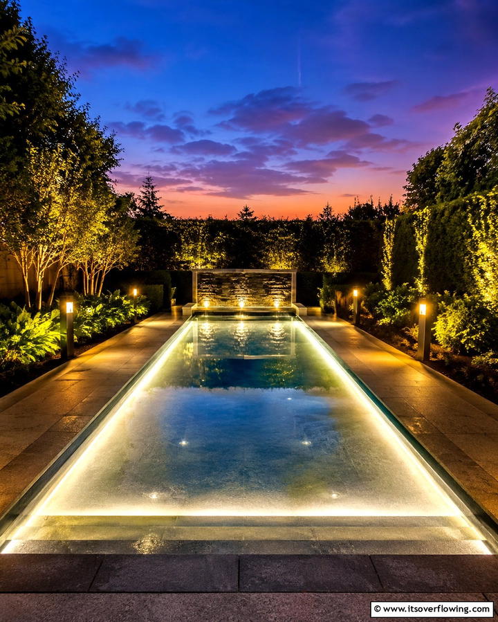 Reflecting Pool with LED Lighting - 20 Small Garden Reflecting Pool Ideas for Serenity