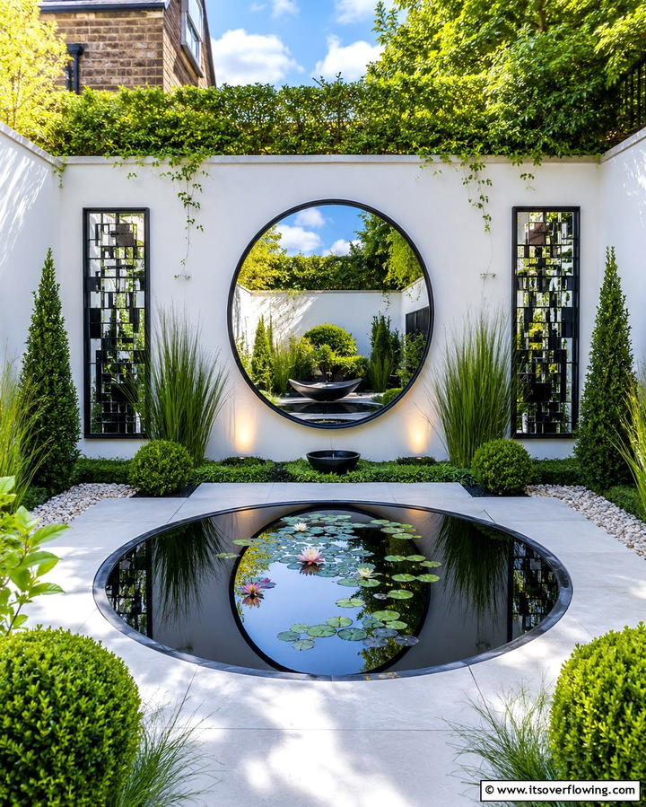 Reflecting Pool with Mirror Accents - 20 Small Garden Reflecting Pool Ideas for Serenity