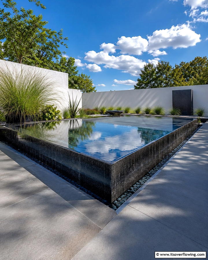 Reflecting Pool with Overflow Design - 20 Small Garden Reflecting Pool Ideas for Serenity