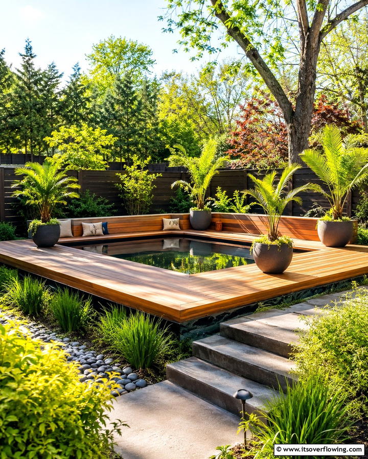 Reflecting Pool with Raised Platform - 20 Small Garden Reflecting Pool Ideas for Serenity