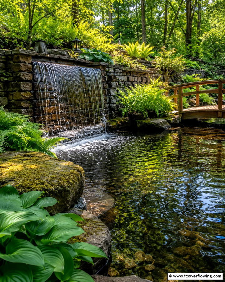 Reflecting Pool with Waterfall Feature - 20 Small Garden Reflecting Pool Ideas for Serenity
