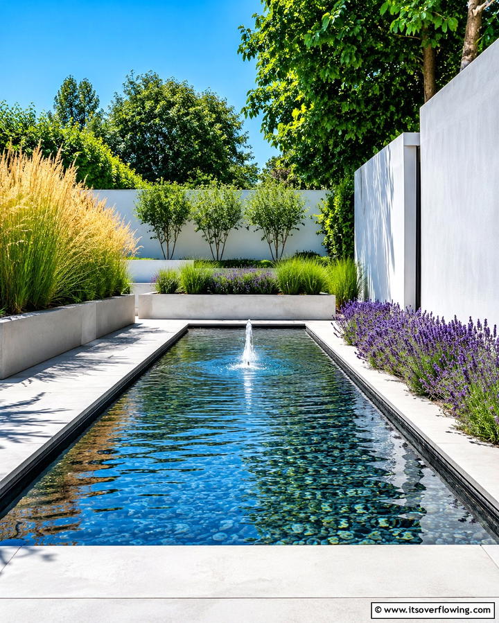 Reflecting Pool with a Minimalist Fountain - 20 Small Garden Reflecting Pool Ideas for Serenity
