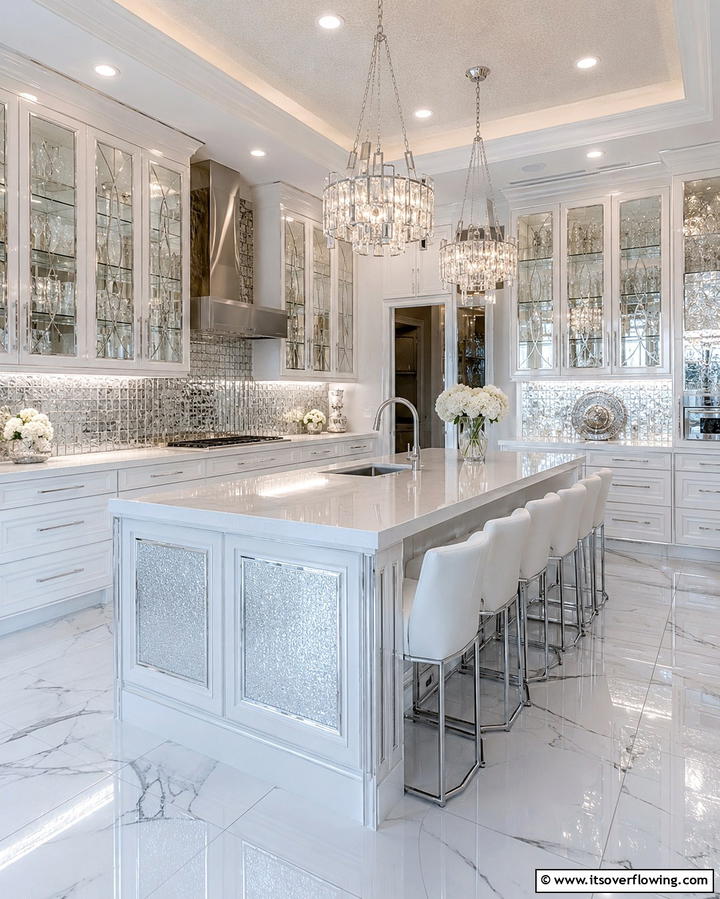 Reflective Glass Elements - 30 Art Deco Kitchen Ideas for Timeless Elegance