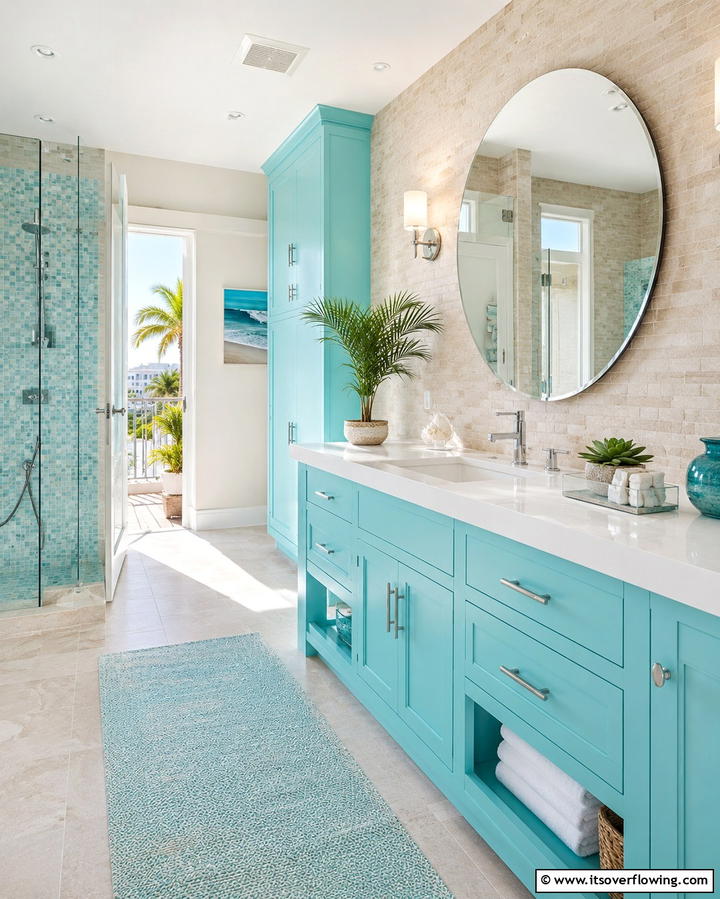 Refreshing Aqua Blue Cabinets - 25 Bathroom Cabinet Color Ideas for a Fresh Look