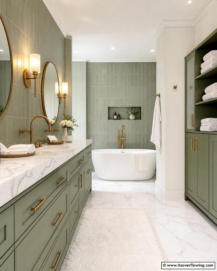 Refreshing Bathroom Retreat - 21 Sage Green Paint Inspirations for Calming Interiors