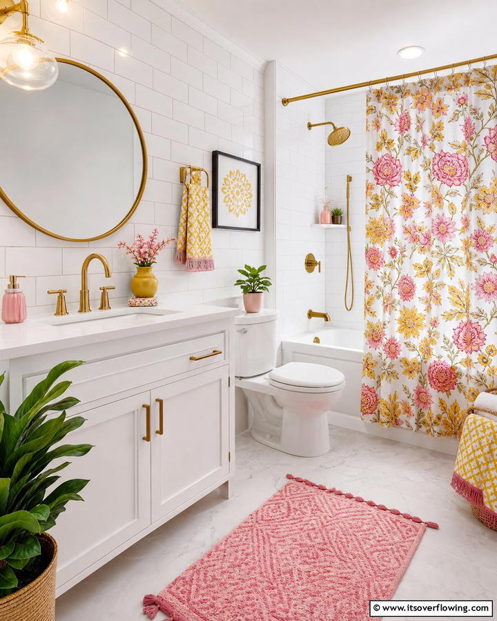 Refreshing Bathroom Touches - 30 Yellow and Pink Decor Ideas- Vibrant Home Accents