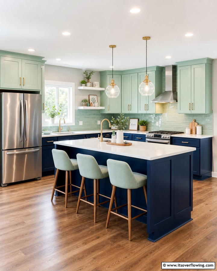 Refreshing Navy Blue with Mint Green - 21 Designer Colors That Perfectly Pair With Navy Blue