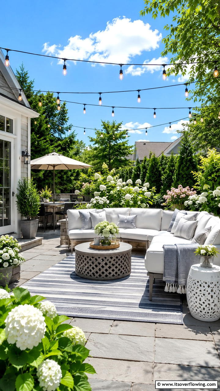 Refreshing Patio Ambience - 30 Grey and White House Interior Ideas- Minimalist Elegance