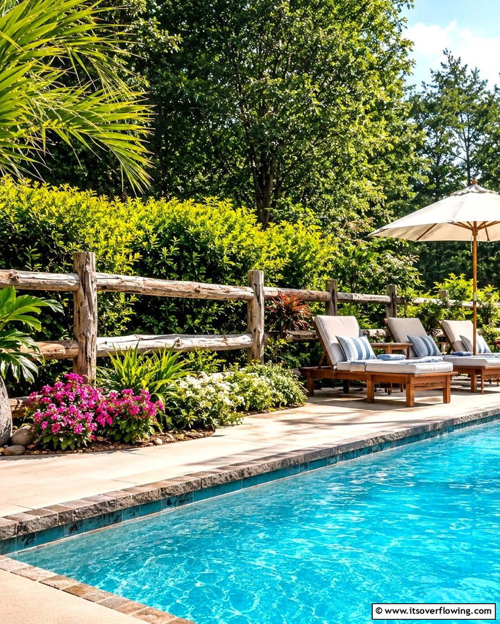 Refreshing Poolside Divider - 30 Split Rail Fence Ideas for Rustic Outdoor Boundaries