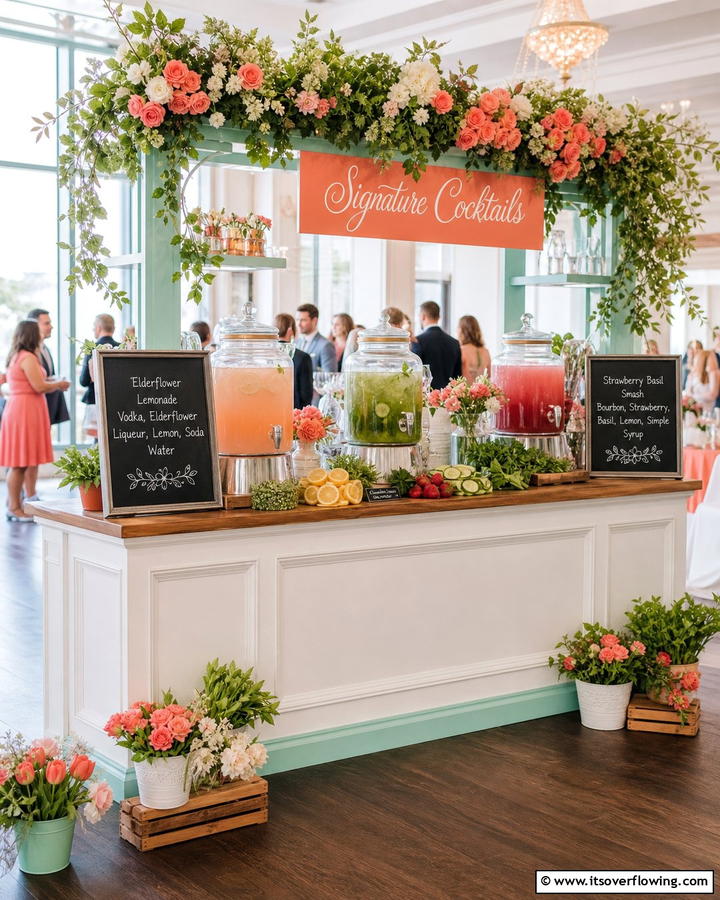 Refreshing Spring Cocktail Bar - 21 Spring Wedding Theme Ideas for Fresh Celebrations