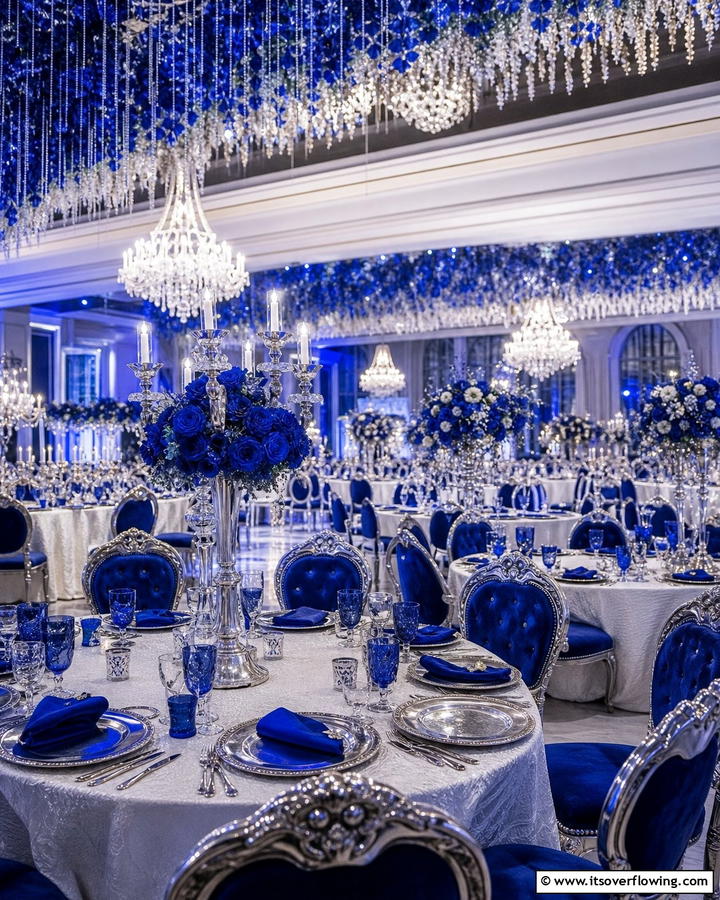 Regal Blue Embellishments - 30 Blue Wedding Theme Ideas for Serene Celebrations