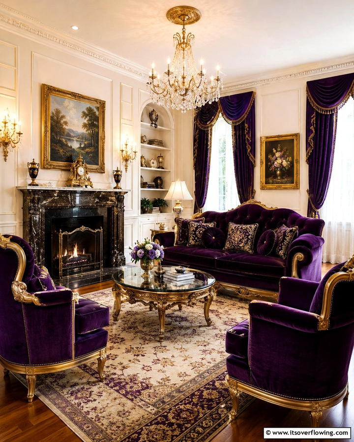 Regal Purple Velvet - 25 Purple Living Room Ideas for a Stylish Home Makeover