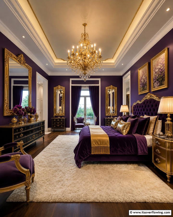 Regal Purple and Gold Theme - 17 Purple Bedroom Ideas for Dreamy and Creative Spaces