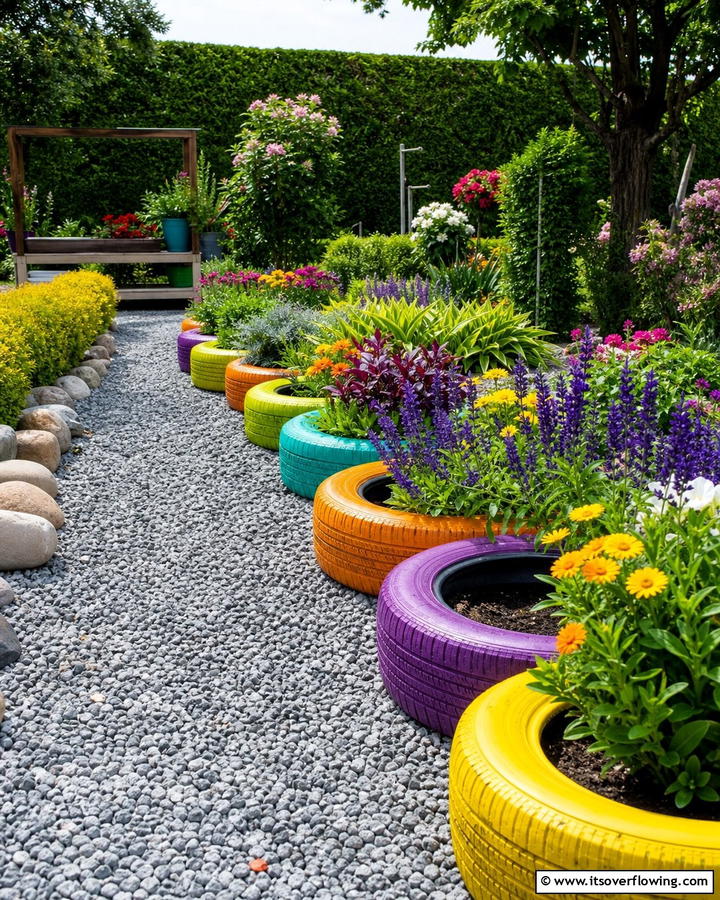 Reimagined Tyre Garden Borders - 21 Recycled Tyre Garden Art Ideas for Eco-Conscious Spaces