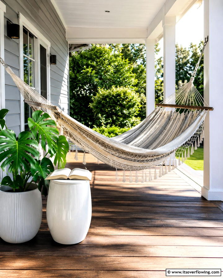 Relaxation Spot with a Hammock - 25 Front Porch Deck Ideas for a Stunning Entryway