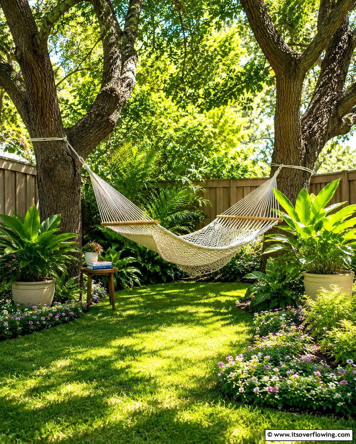 Relaxing Hammock Zone - 20 Creative L-Shaped Backyard Ideas for Small Spaces