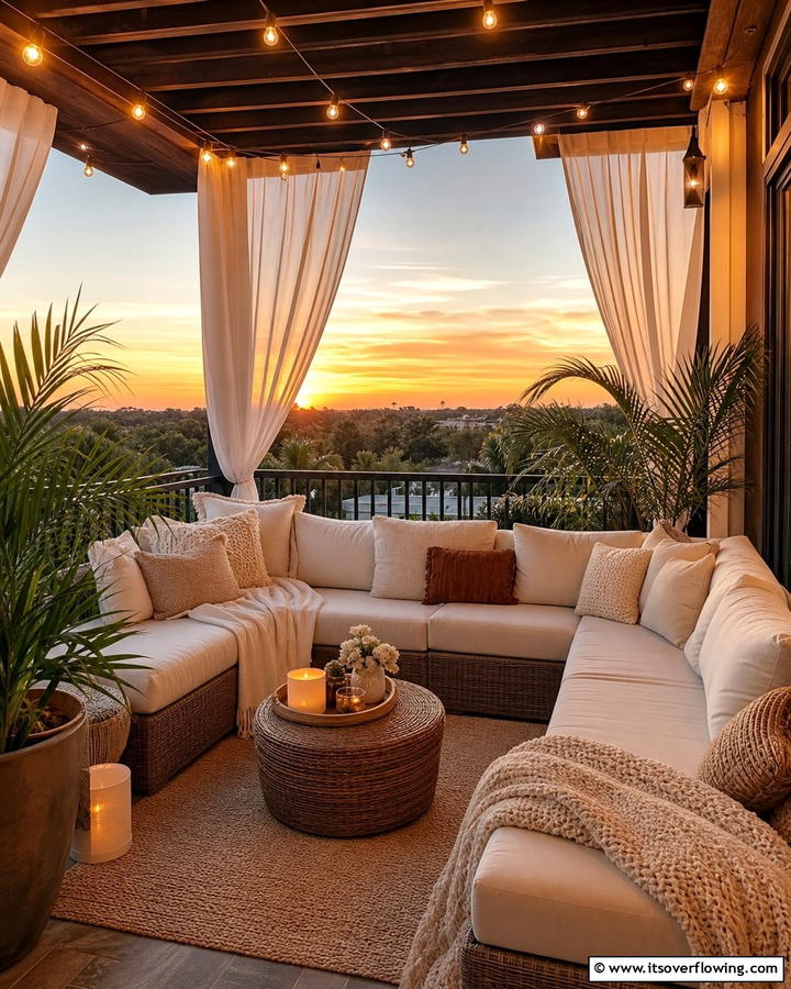 Relaxing Lounge Area - 21 Balcony Ideas to Turn Your Small Space into a Relaxing Retreat