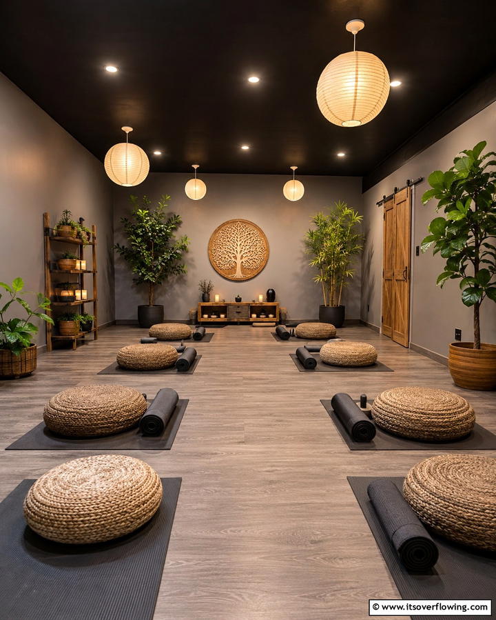 Relaxing Meditation Rooms - 25 Black Ceiling With Grey Walls for a Dramatic Look