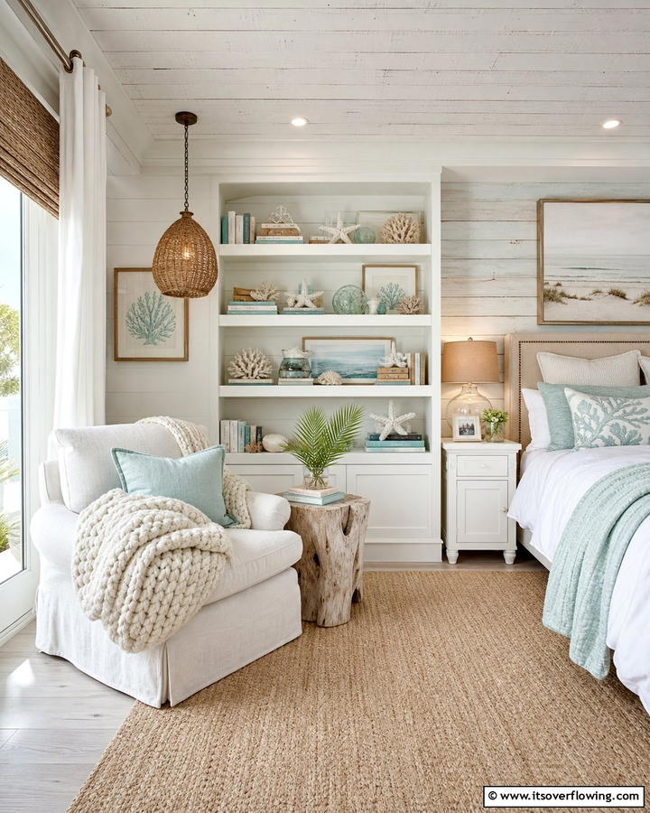 Relaxing Reading Nook Design - 21 Coastal Bedroom Ideas for Relaxing Beach Vibes