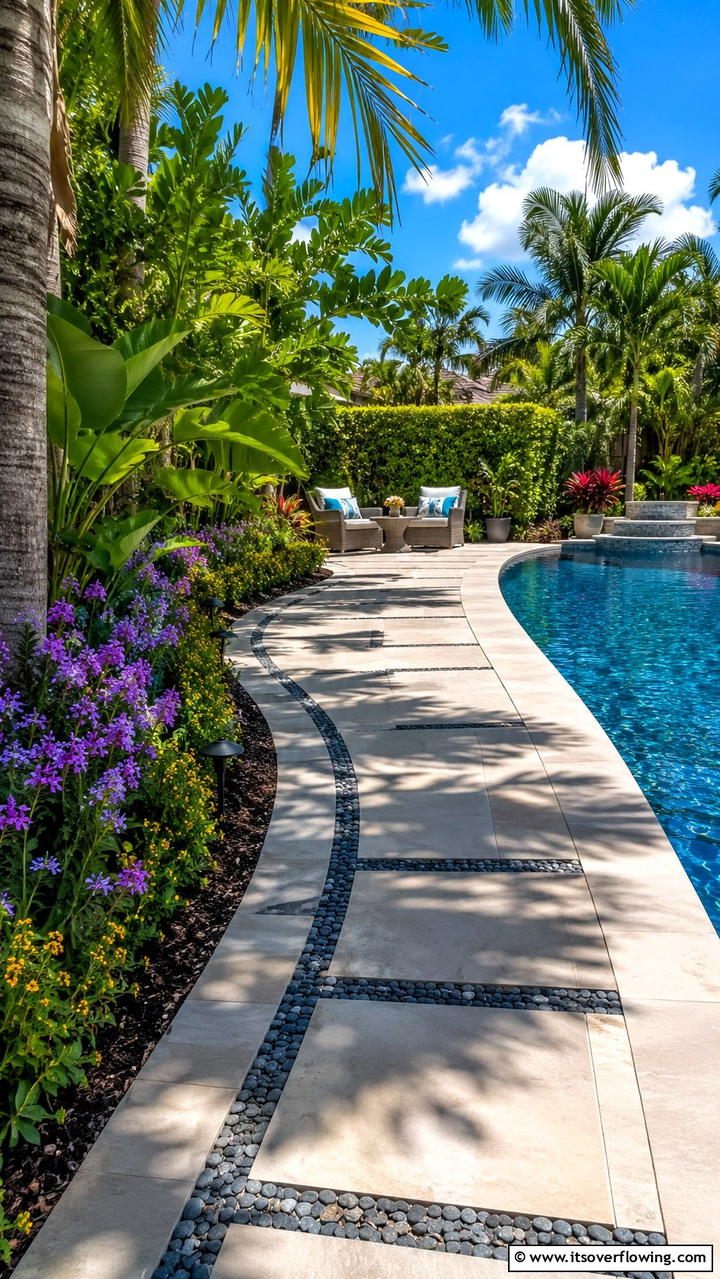 Relaxing Retreat Pathway - 30 Concrete Pavers Around Pool Ideas for Durable Style