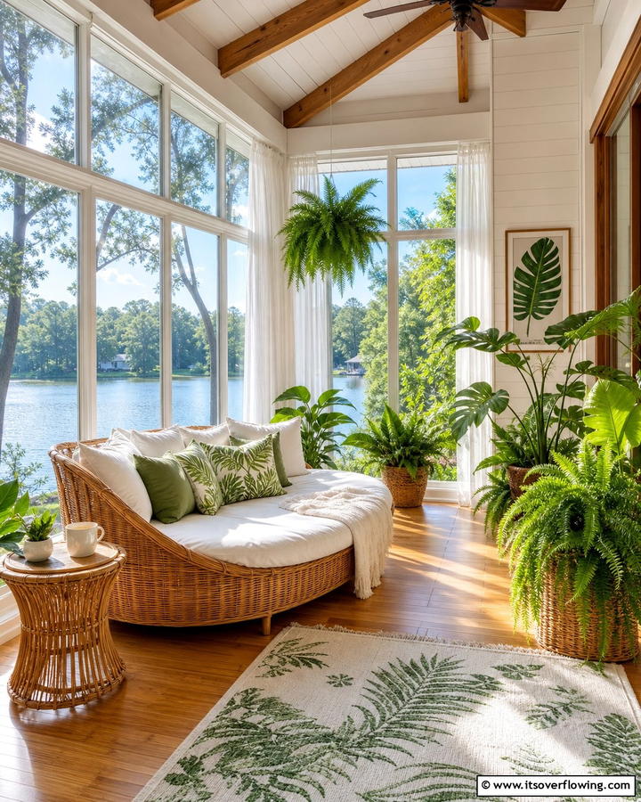 Relaxing Sunroom Oasis - 21 Lake House Decorating Ideas for Serene Waterfront Vibes