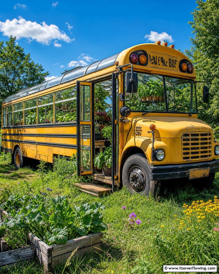 Repurpose Old School Bus into a Mobile Greenhouse - 20 School Bus Greenhouse Ideas for Sustainable Living