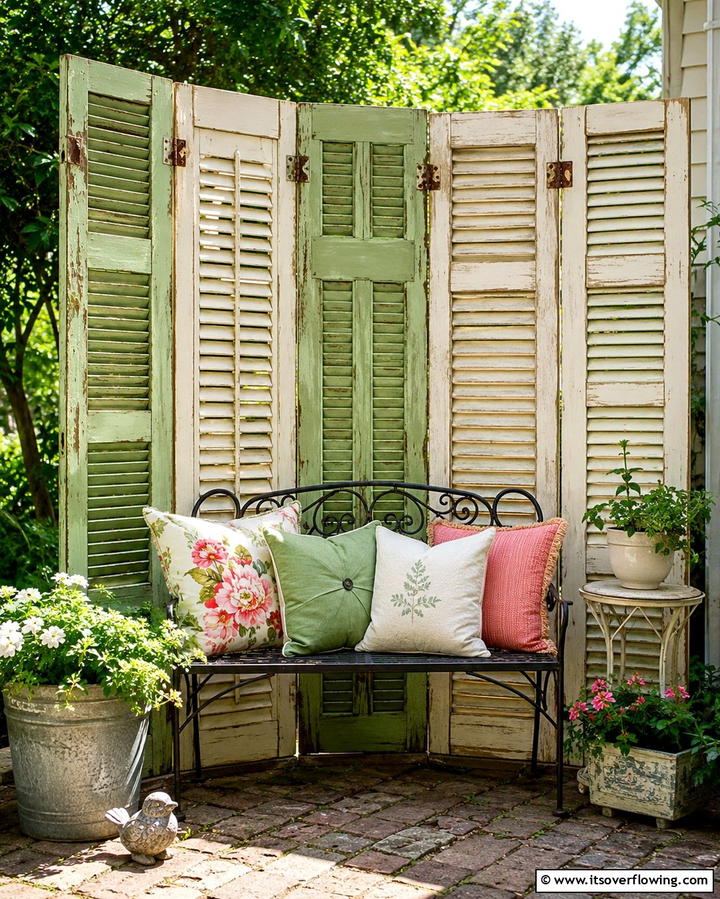 Repurpose Old Shutters - 30 Cheap Ways to Block Neighbors View in Your Garden