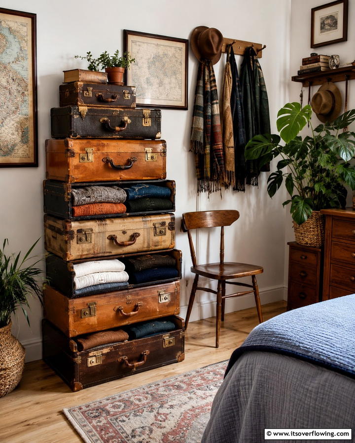 Repurpose Vintage Suitcases - 20 Sweater Storage Ideas to Organize Your Wardrobe