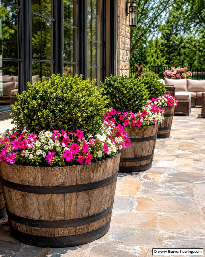 Repurposed Barrel Planters - 25 Vintage Garden Ideas for a Timeless Outdoor Space