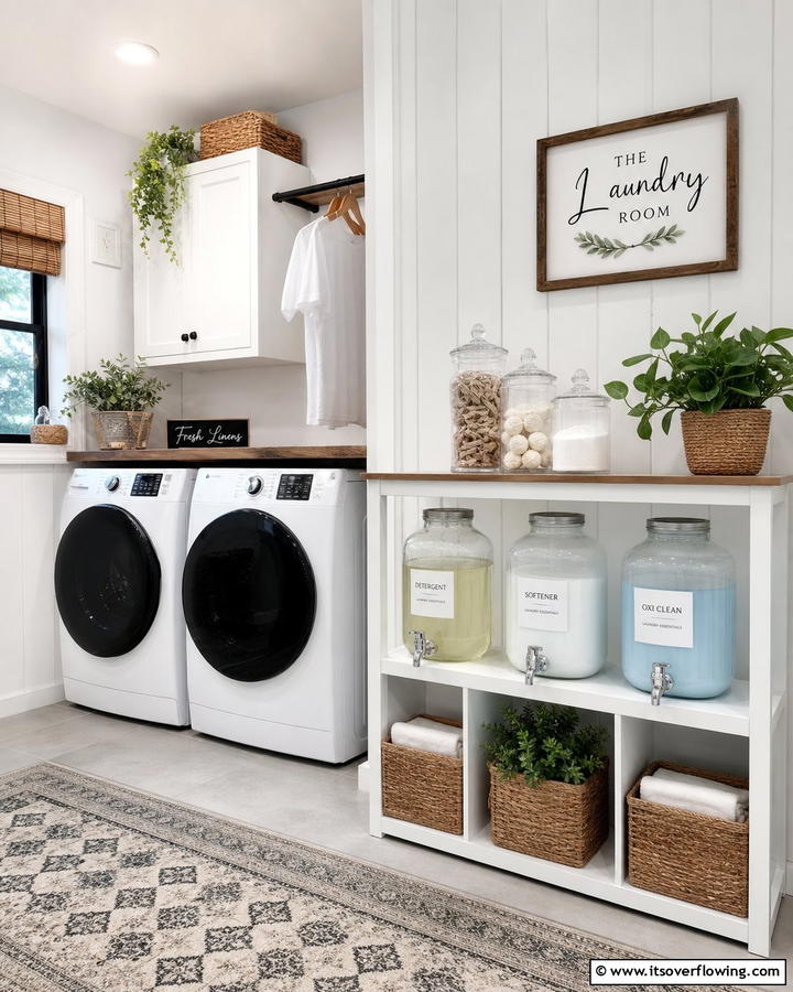 Repurposed Beverage Dispensers - 20 Laundry Detergent Storage Ideas for an Organized Space