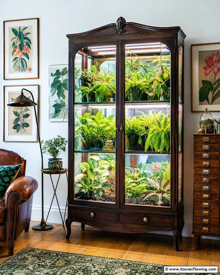Repurposed Cabinet Greenhouse - 20 Indoor Greenhouse Ideas for Plant Lovers