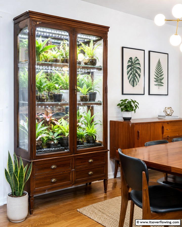 Repurposed Cabinet Greenhouse - 20 Indoor Greenhouse Ideas for Year-Round Gardening