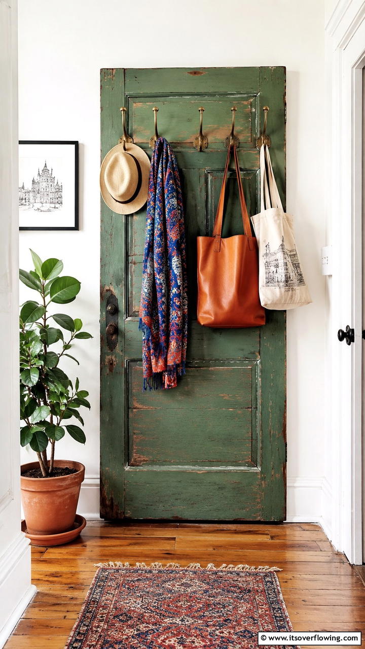 Repurposed Door Hat Rack - 30 Creative Hat Rack Ideas for Organized Entryways
