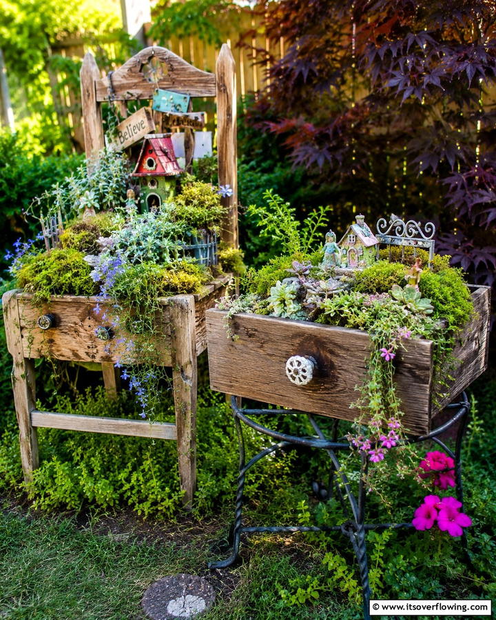 Repurposed Furniture Planters - 25 Fairy Garden Ideas to Create a Magical Outdoor Space