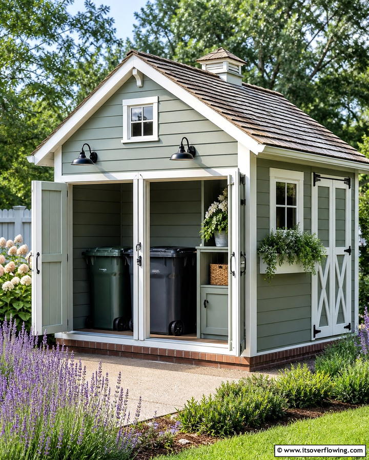Repurposed Garden Shed - 25 Garbage Can Storage Ideas for Neat Spaces
