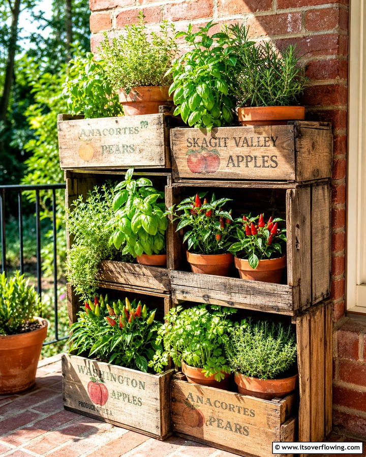 Repurposed Wooden Crate Stand - 25 Outdoor Plant Stand Ideas for Greenery Lovers