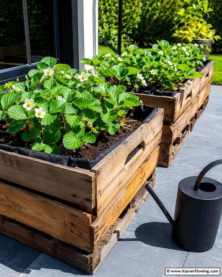 Repurposed Wooden Crates - 25 Strawberry Planter Ideas for Fresh Homegrown Berries