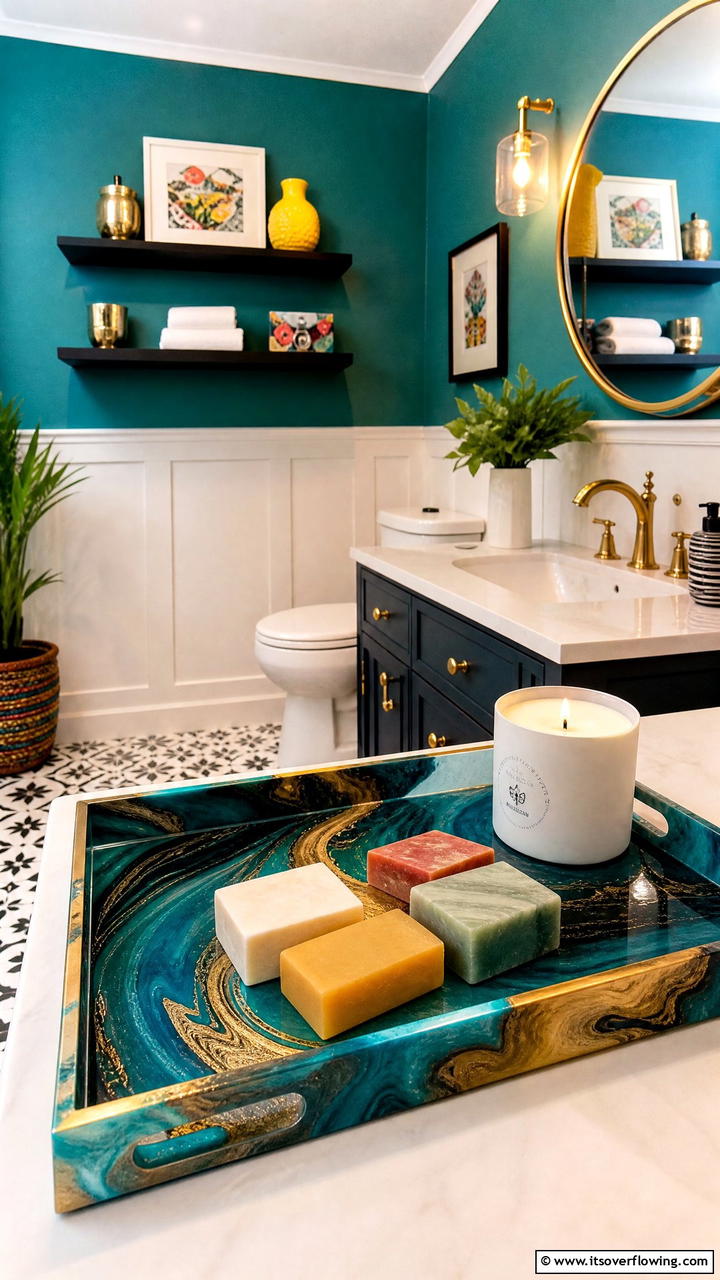 Resin Tray with Bold Patterns - 25 Stylish Bathroom Tray Ideas to Organize and Decorate
