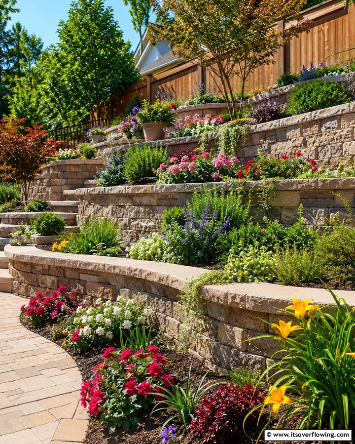 Retaining Wall Garden Beds - 25 Down Sloped Backyard Ideas for a Unique Outdoor Space